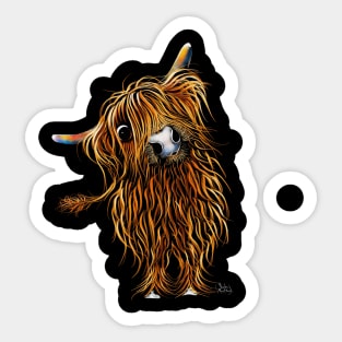 Highland Cow Print, Animal Print ' CoooWeee ' Sticker